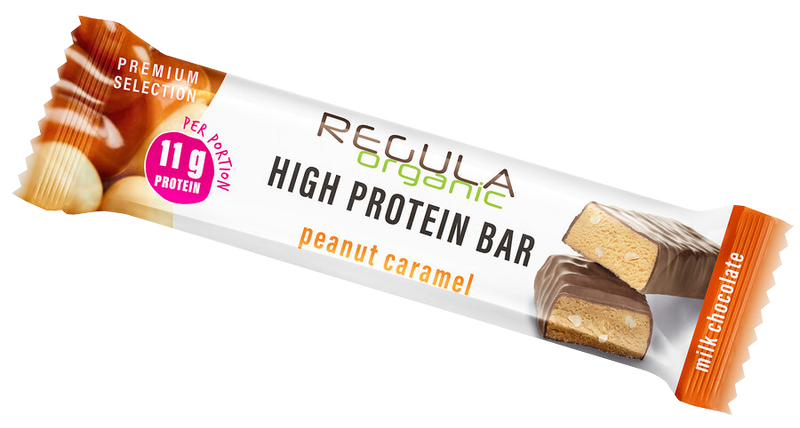 Bio Protein Riegel peanut caramel in Vollmilchschokolade Vorderansicht